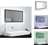 vidaXL Wandspiegel - LED - RGB-licht - Hout en acryl - 80 x 8.5 x 37 cm - Zwart - Badkamerkast