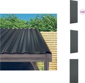 vidaXL Ensemble de panneaux de toit en métal - 12 pièces Anthracite 100 x 36 cm (L x l) Tôles ondulées en acier enduit de poudre - Résistant aux intempéries - Tôle de toit