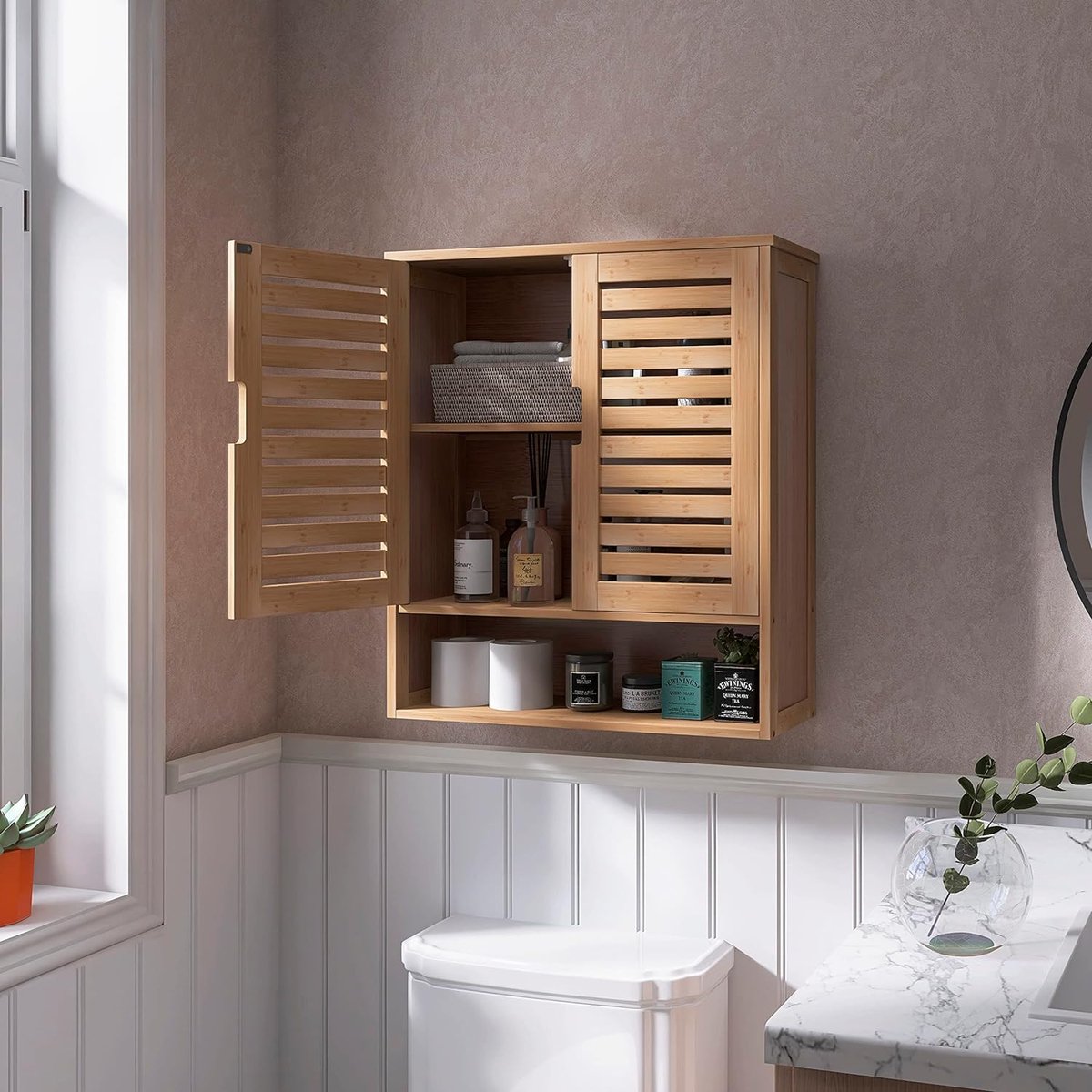 unho Bathroom Wall Cabinet Storage: Bamboo Medicine Cabinets Wall
