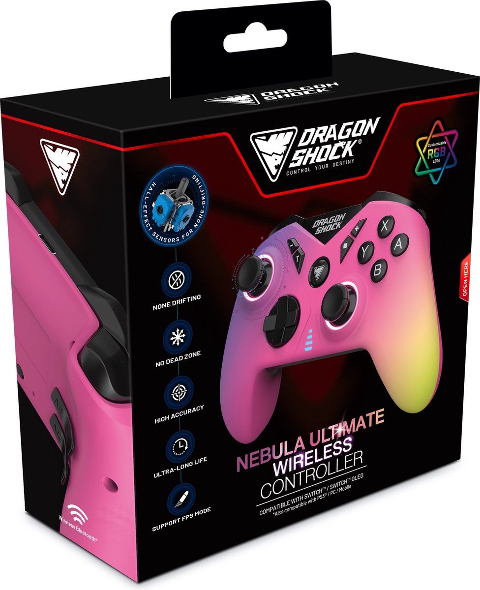 DragonShock - NEBULA ULTIMATE - Pro Draadloze Controller Candy voor Nintendo Switch Switch Lite Switch OLED PS3 PC en Android