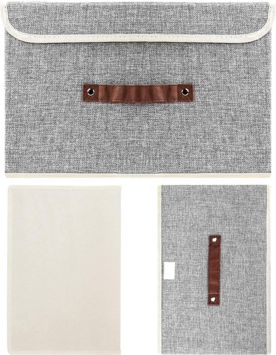 2 X Opbergbox Met Deksel, Grote Vouwbox Voor Kasten En Planken, 38 X 26 X 245 Cm Stoffen Doos Opvouwbare Opbergdoos Grijs Beige Set Van 2 600x455