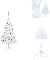vidaXL Witte Kunstkerstboom - PVC - Extra Dikke Takken - 210 cm - LED Verlichting - Decoratieve kerstboom