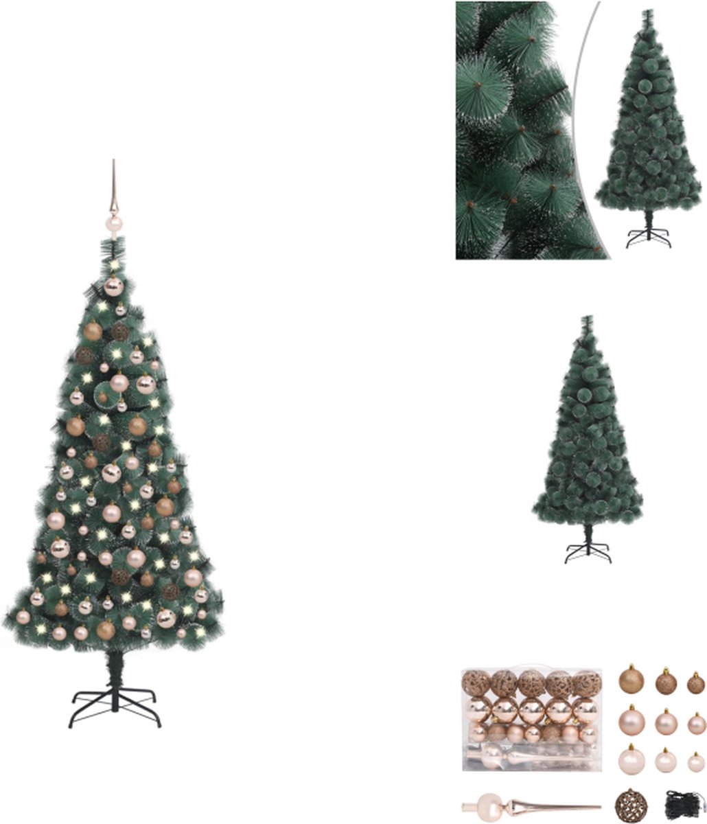 vidaXL Kerstboom Scandinavian - Kunstkerstboom - 150 cm - Met LED-verlichting - Inclusief piek en kerstballen - Decoratieve kerstboom