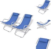 vidaXL Verstelbare Ligstoelen - Blauw - 69 x 61 x 94 cm - PVC Zitting - Ligbed
