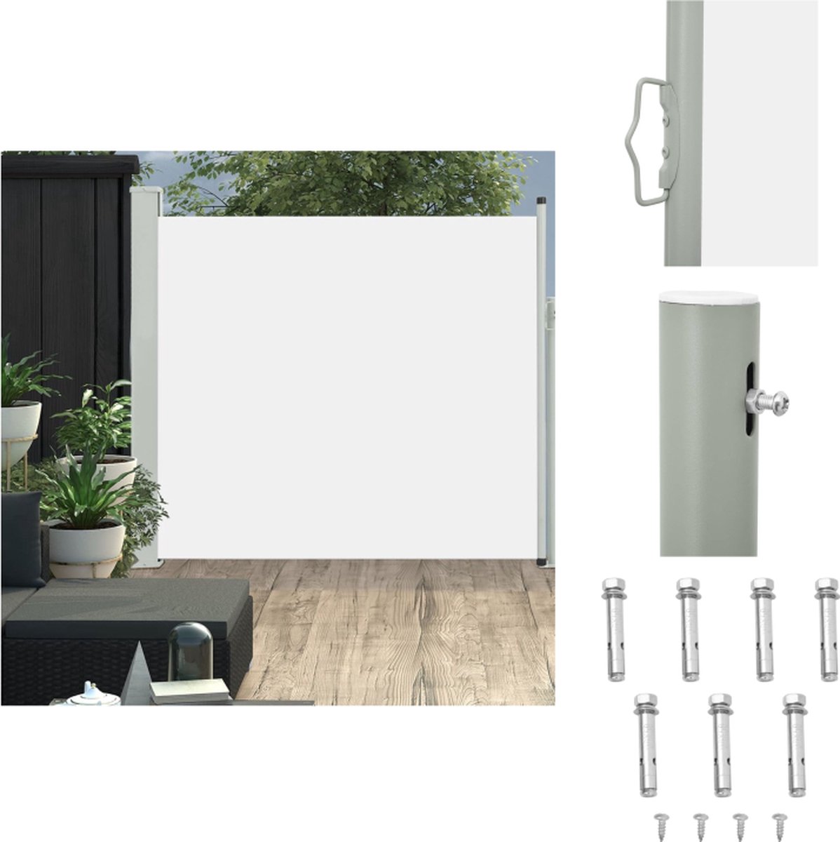 VidaXL Balkonscherm Uittrekbaar 170 x 0-300 cm Crème Grijs Parasol