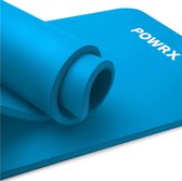 POWRX Gymnastiekmat | Yogamat (Blauw, 190 x 60 x 1 cm) Premium incl. draagriem + tas + oefenposter GRATIS I Huidvriendelijke fitnessmat TÜV Süd gecertificeerd ftalaatvrij