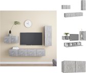 vidaXL Tv-meubelset Betongrijs - Wandbevestiging - 3-delige set - 60x30x30 cm - 30.5x30x90 cm - 80x30x30 cm - Kast