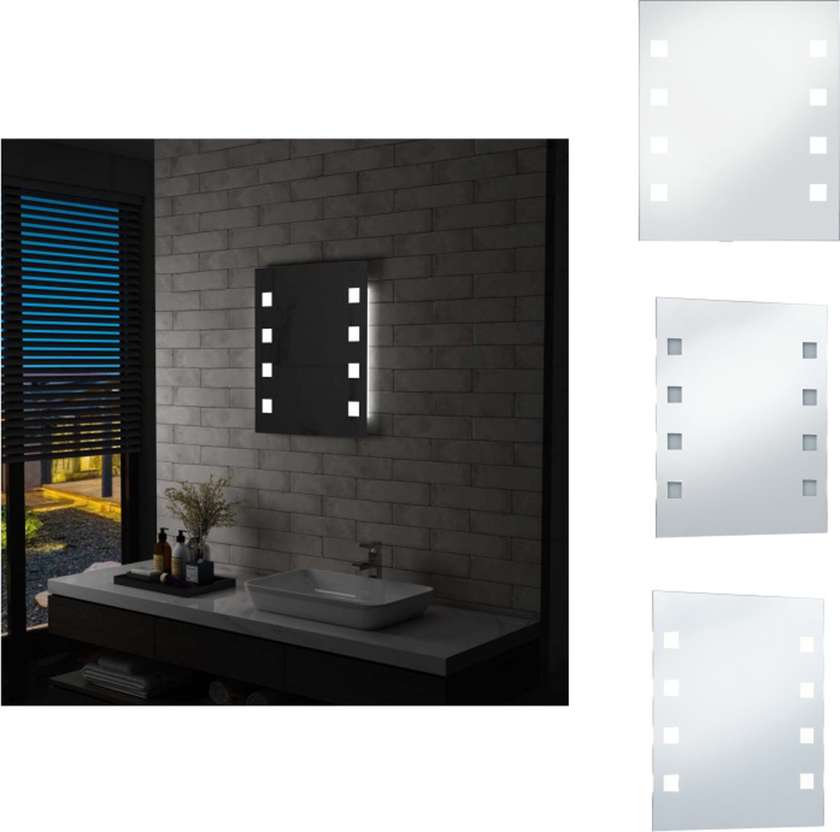 VidaXL Badkamerspiegel LED 50x60 cm IP44 Spiegel