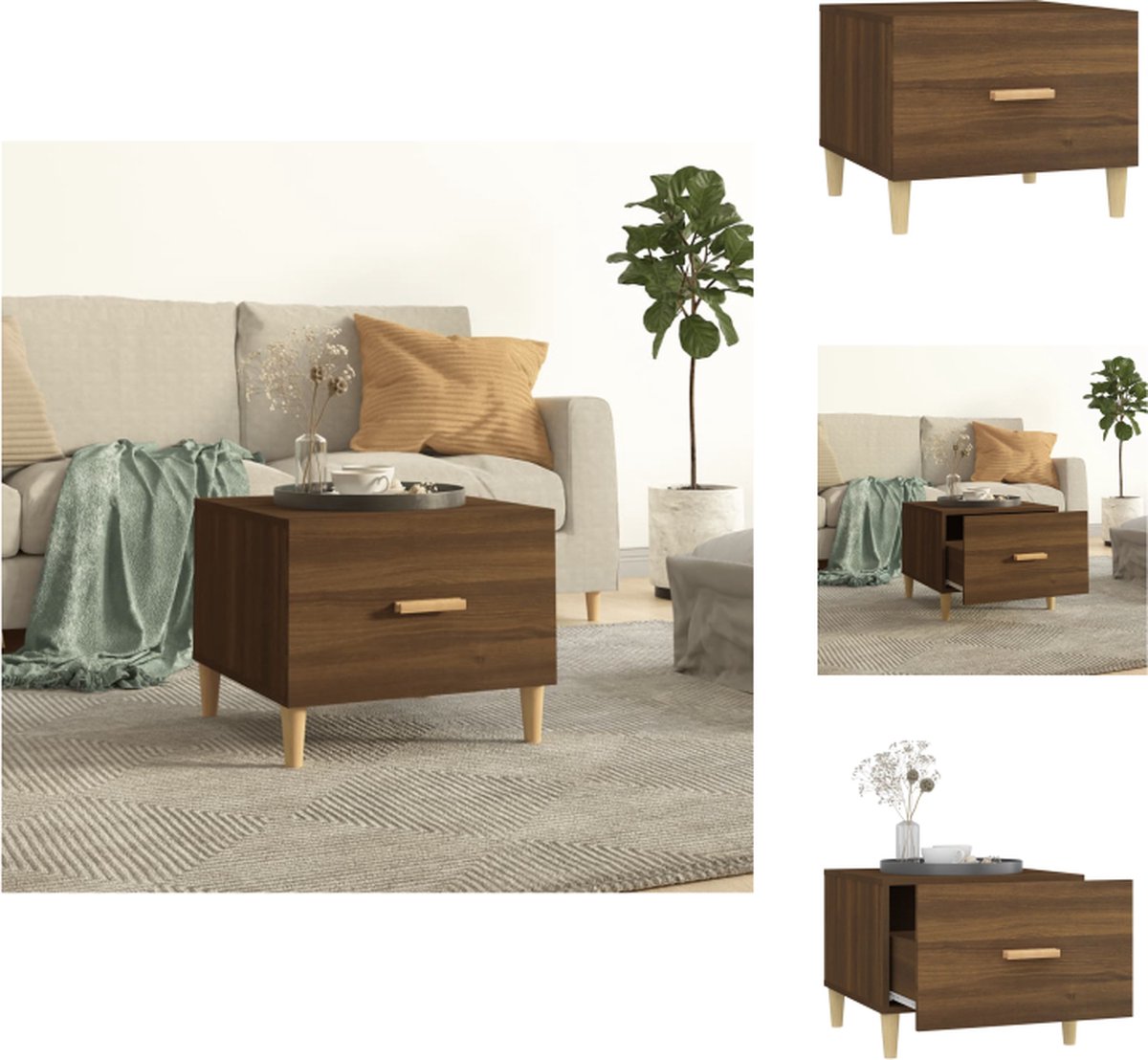 VidaXL Salontafel Bruineiken 50x50x40 cm Stevig materiaal Tafel