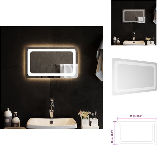vidaXL LED-badkamerspiegel s USB-interface - 50 x 30 - Waterdicht - Spiegel