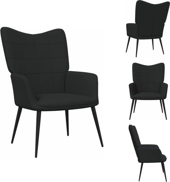 vidaXL Relaxstoel - Chique en elegant - Blokpatroon - Stof en staal - 61 x 70 x 96.5 cm - Fauteuil