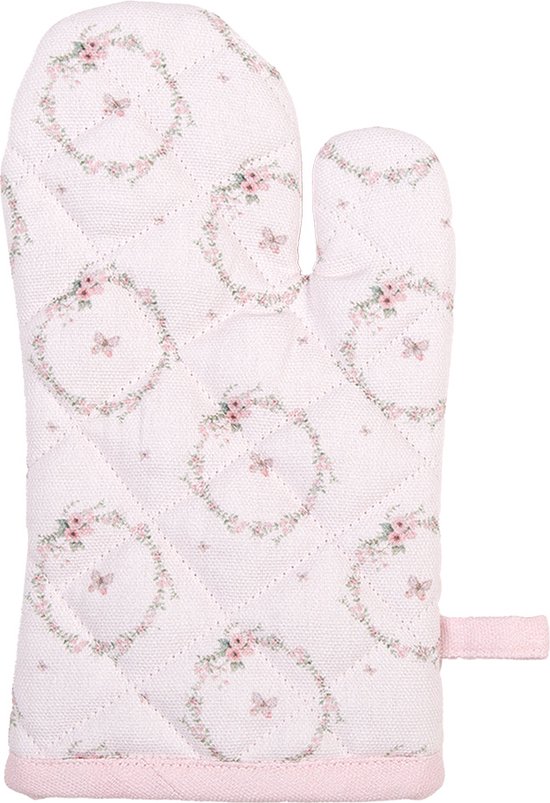 Clayre & Eef Manique de four 18x30 cm Beige Rose Coton Casse-noisette Gant  de four