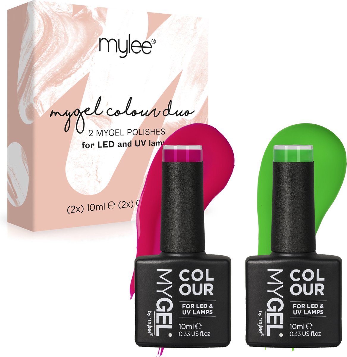 Mylee Gel Nagellak Set 2x10ml [Watermelon Punch] UV/LED Gellak Nail Art Manicure Pedicure, Professioneel & Thuisgebruik - Langdurig en gemakkelijk aan te brengen