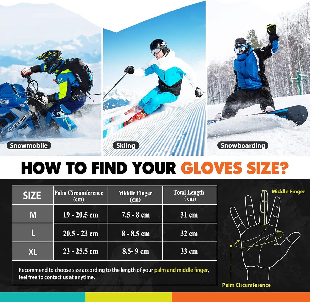 Gants de Ski Enfants, Moufles de Ski Gants Chaud Hiver Moufles Coupe-Vent  Respirant Snowboard pour Fille Garçon 7-9 Ans - M - Cdiscount Bricolage