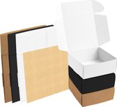 Kurtzy Lot de 50 Coffrets Cadeaux Kraft Hobby - Dimensions de la boîte 12 x 12 x 5 cm - Coffrets Cadeaux en Carton Marron, Witte et Noir Faciles à Assembler - Fêtes, Anniversaires, Mariages, Vacances