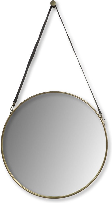 Alfie Wandspiegel - ø60 cm - Goud/Zwart - Metaal - spiegel rond, spiegel goud, wandspiegel, wandspiegel rechthoek, wandspiegel industrieel, wandspiegel zwart, wandspiegel rond, wandspiegels woonkamer, decoratiespiegel