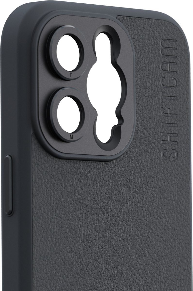 ShiftCam iPhone 14 Pro case - hardcase telefoonhoesje voor LensUltra lenzen - vegan leer - krasvrij - waterbestendig - stootvast - geschikt voor iPhone 14 Pro - antraciet