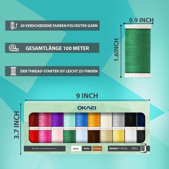 70 stuks naaigaren set, 64 kleuren handige polyester naaigaren