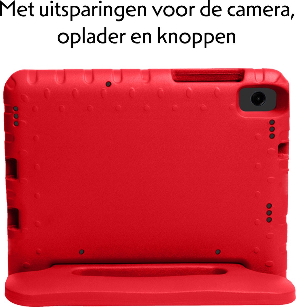 Hoes Geschikt voor Samsung Galaxy Tab A9 Hoes Kinder Hoesje Kids Case Shockproof Cover Met 2x Screenprotector - Hoesje Geschikt voor Samsung Tab A9 Hoesje Kidscase - Rood