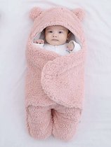Couverture Bébé BabyPro© - Style Teddy - Rose - 3 à 6 mois - 65x71cm - 750 Grammes - Fibre de Katoen/ polyester - Cadeau maternité - Baby shower - Langes - Vêtements Bébé - Astuce cadeau