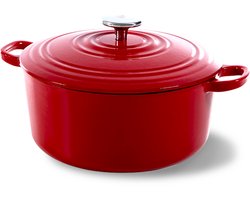 BK Bourgogne Braadpan 24cm - 4.2l - Zonder PFAS-vrije antikleeflaag - Braadpan inductie - Ovenbestendig tot 230°C - Geëmailleerde gietijzer - Chili Red