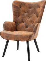 Merax Velvet Chair - Fauteuil rembourré en daim - Chaises modernes - Chaise seau - Marron (Coffee)