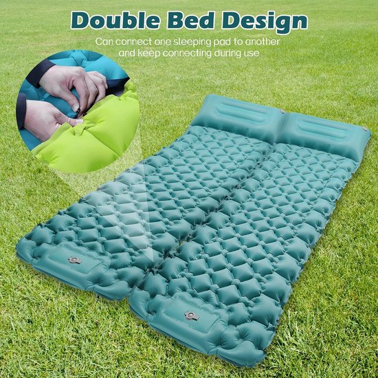 Campingslaapmat Zelfopblazend met voetpers, extra dikke opblaasbare slaapmat, ultralicht compact waterdicht luchtbed voor reizen, backpacken, wandelen, tent (blauw) — afbeelding 2