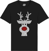 Rendier Buddy - Foute Kersttrui Kerstcadeau - Dames / Heren / Unisex Kleding - Grappige Kerst Outfit - Glitter Look - T-Shirt - Unisex - Zwart - Maat S