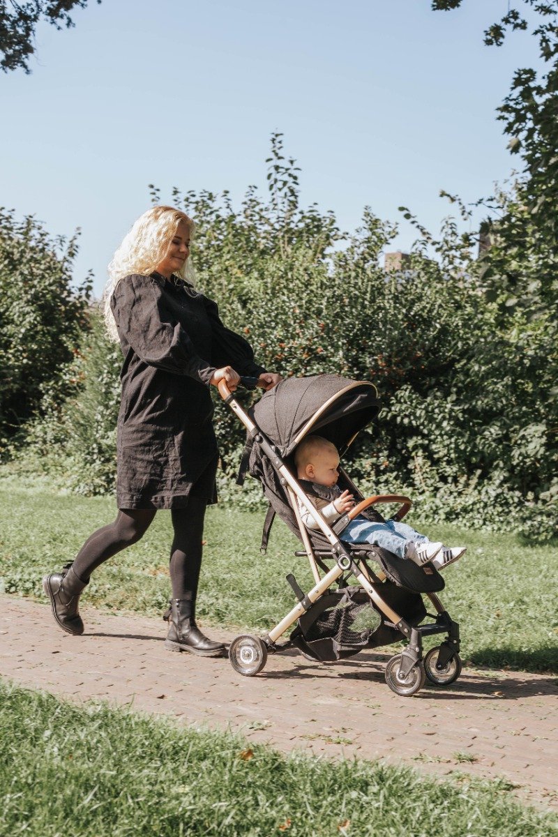 Poussette/Buggy Ding Vivo Black, adaptée dès la naissance, avec position  allongée et