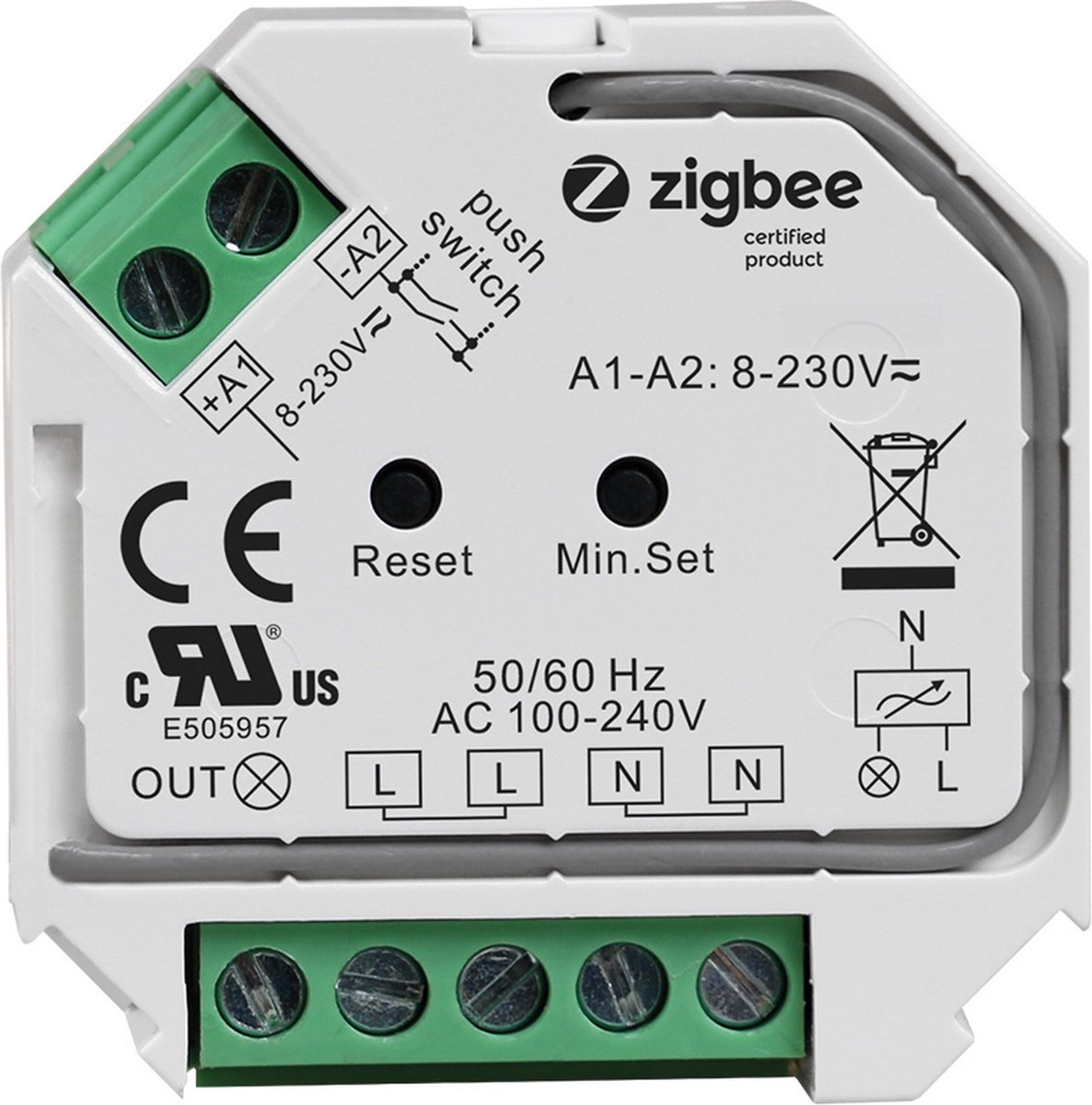 HOFTRONIC - Zigbee mini LED-dimmer/ontvanger - Draadloos - Fase afsnijding - max. 400 Watt - IP20