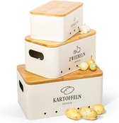 Boîte de conservation des pommes de terre [ensemble de 3 pièces], pour les oignons, la conservation des pommes de terre et l'ail, garde les légumes frais plus longtemps (beige mat)