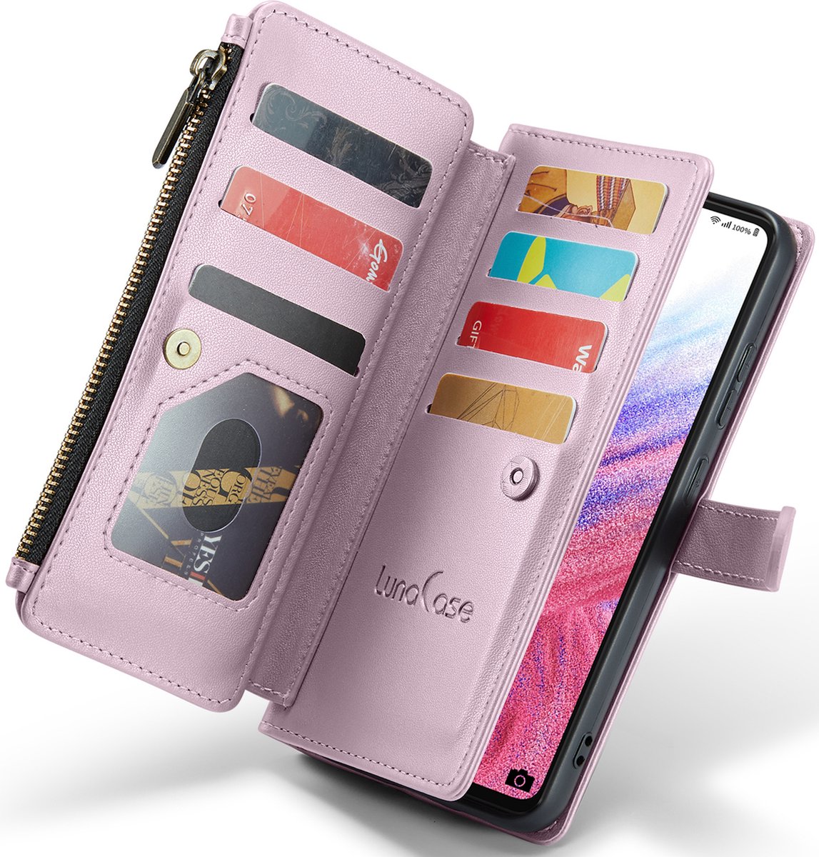 Hoesje geschikt voor Samsung Galaxy A53 - ZipCase Book Cover Case Kunstleer Royaal Rose