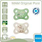 MAM Fopspeen Original Pure Siliconen Konijn Hert Groen - 0-6 maanden - Unisex | 100% duurzame fopspeen MAM
