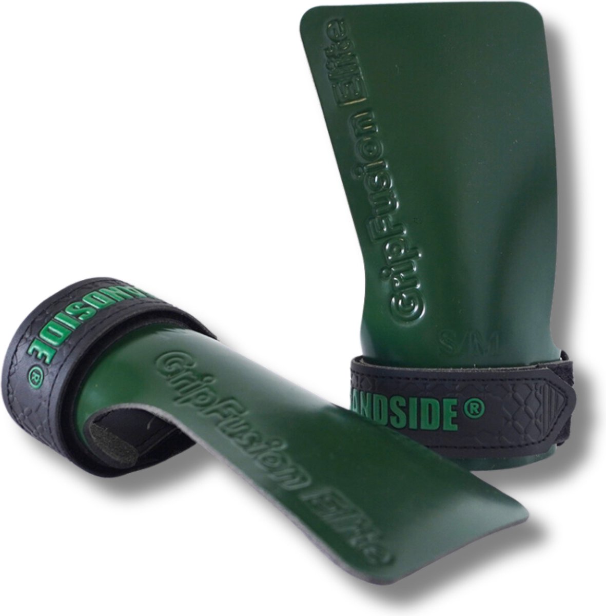 Sandside - CrossFit Grips Elite 2.0 - Sticky Hand Grips - No Chalk - Fitness Handschoenen - Fingerless Grips - Army Green L/XL