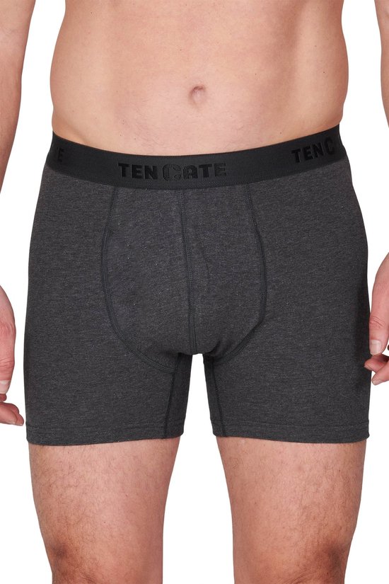 Grijze gemêleerde shorty van Ten Cate met opdruk op de band.