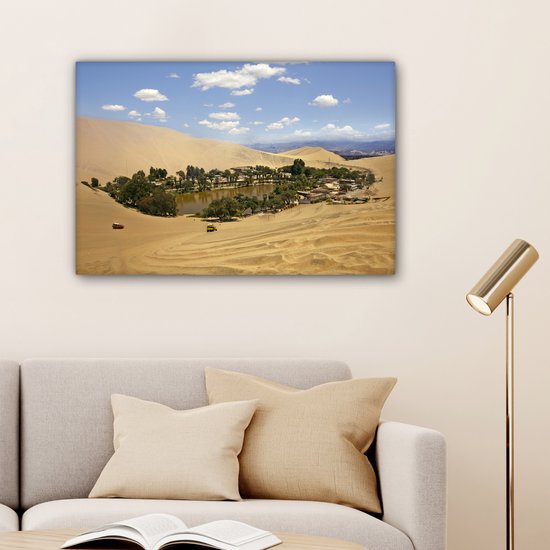 Tableau sur toile Oase au milieu du désert - 90x60 cm - Décoration murale