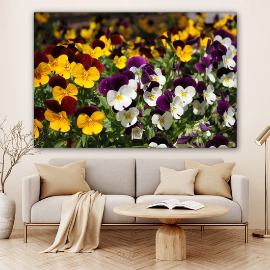 Toile Peinture Violettes Colorées - 180x120 cm - Décoration murale XXL