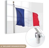 MuchoWow® Glasschilderij 180x120 cm - Schilderij acrylglas - De vlag van Frankrijk op een witte achtergrond - Foto op glas - Schilderijen