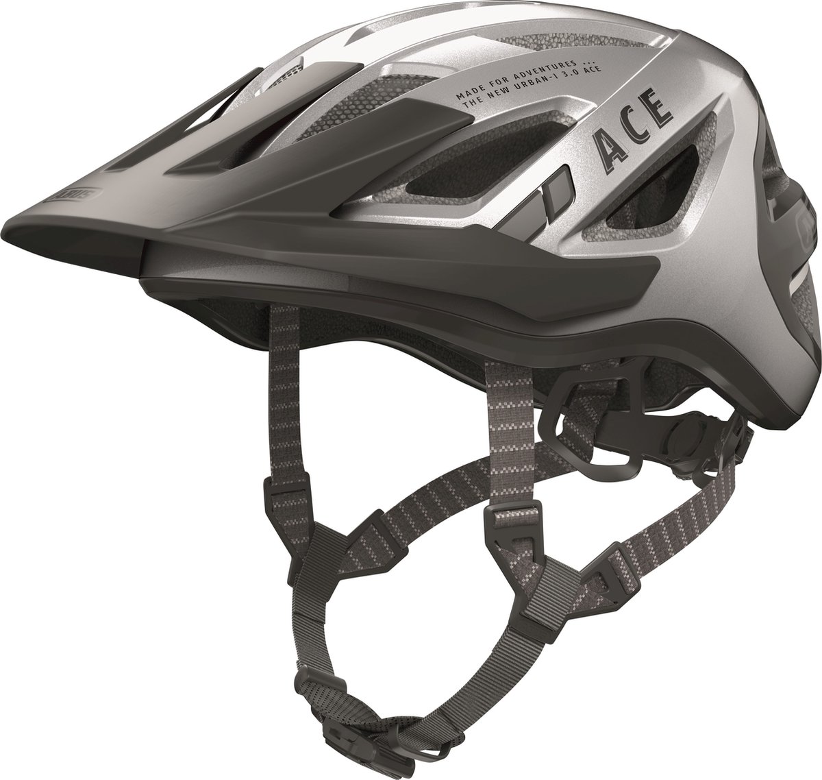 Fietshelm ABUS Urban-I 3.0 ACE gleam silver L - 56-61 cm - zilver - Geschikt voor gebruik op elektrische fietsen - stadsfietsen - 300 g