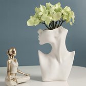 Ceramic Vase, White, Aesthetic Flower Vase, Decorative Body Vase, Table Vase for Pampas Grass Flowers, Human Body Shape, Boho Decorative Vase for Gift, Table Decoration, Living Room, Office, Home