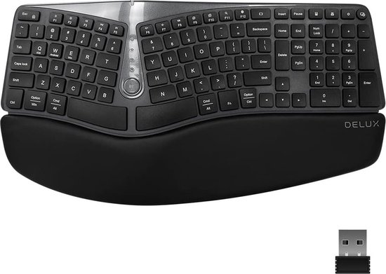 Delux GM901D Draadloos Ergonomisch Gesplitst toetsenbord