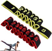 2 stuks yoga-stretchbanden, weerstandsbanden, fitnessbanden, trainingsbanden, yoga-stretchband, multi-strik, verstelbare oefenband, voor fitness, danstraining, gymnastiek (rood + geel)