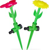 Relaxdays tuinsproeier bloem - set van 2 stuks - watersproeier kinderen - sprinkler