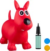 relaxdays Skippy animal dog - skippy ball children - jusqu'à 50 kg - animal sautant - diff. couleurs rouge