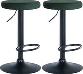 CLP Ponte Set van 2 barkrukken - Verstelbaar - Velvet - Fluweel - Metaal mat zwart groen