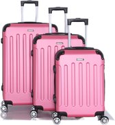 Kofferset Traveleo Babij - 3-delig - Complete Set - Koffer - Handbagage 35L + 65L en 90L Ruimbagage - ABS01 -Roze