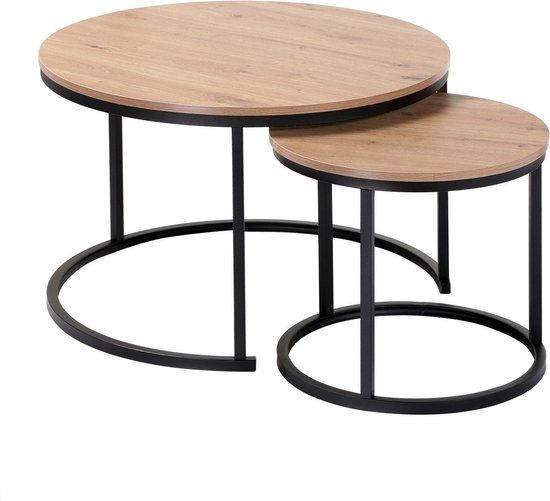 CALICOSY - Set de 2 tables basses rondes gigognes - L70 cm