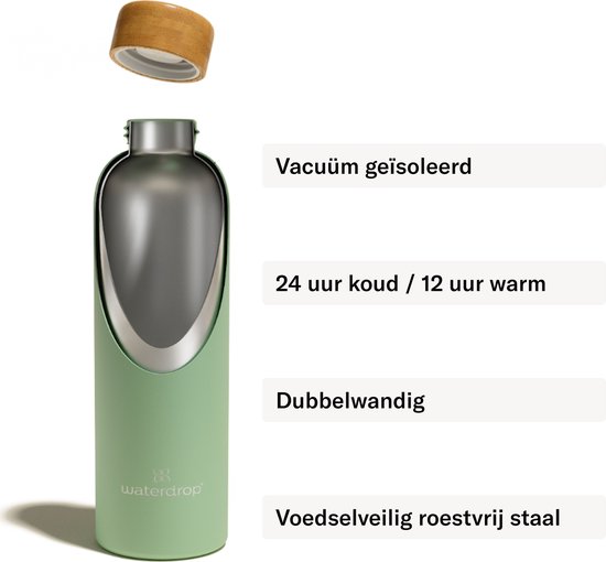 Gourde Isotherme Inox Olive Large 750 ml