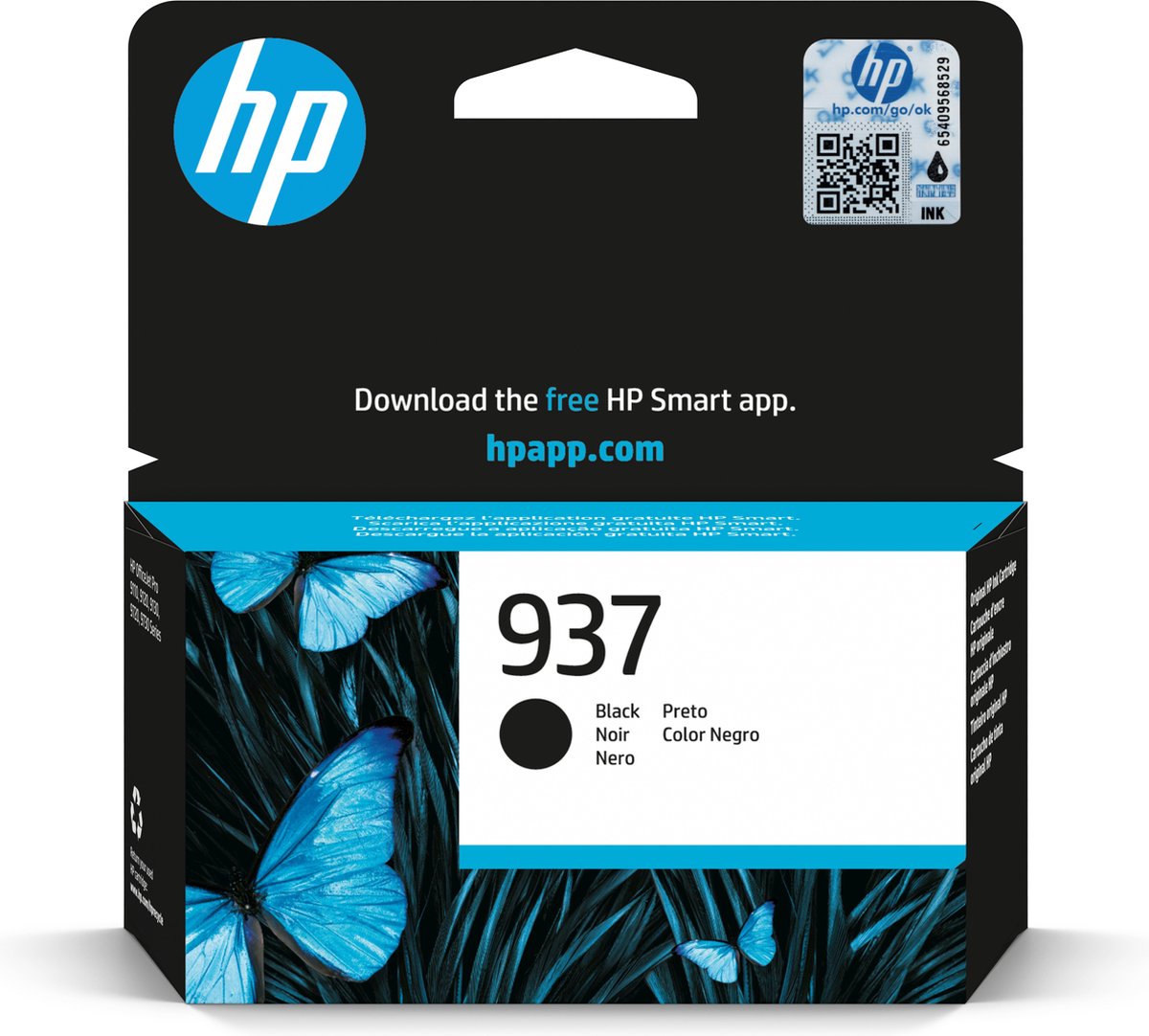 HP 937 Black Original Ink Cartridge inktcartridge 1 stuk(s) Origineel Normaal rendement Zwart