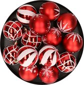 Boules de Noël décorées Feeric Christmas - 25x pcs - 6 cm - rouge - plastique